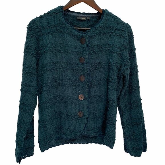 𝅺vintage💙jana Blue Button Up Sweater Cardigan Size Medium - Picture 2 of 9